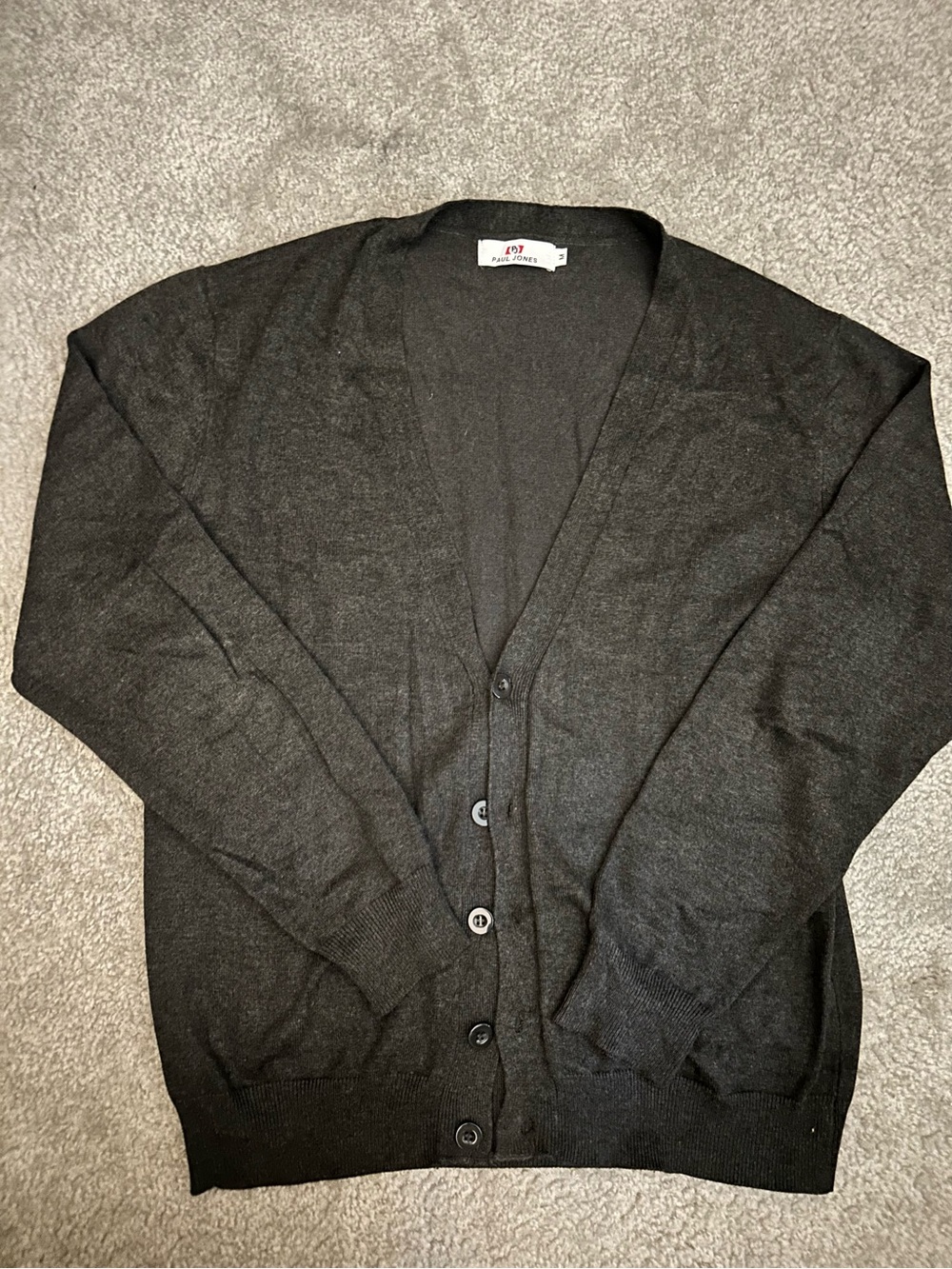 Men's Black V-Neck Button-Front Cardigan Sweater